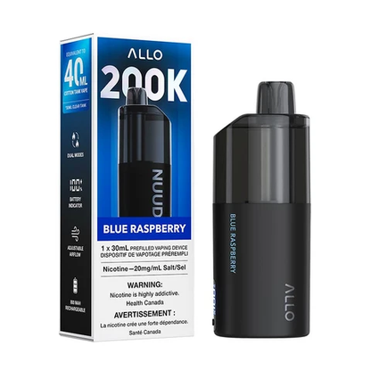 Allo Nuud 200K Disposable Vape – Blue Raspberry Flavour | Airport Vape, Barrie & Mississauga, Ontario, Canada