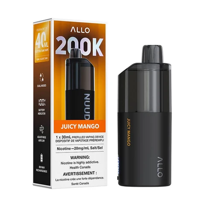 Allo Nuud 200K Disposable Vape – Juicy Mango Flavour | Airport Vape, Barrie & Mississauga, Ontario, Canada