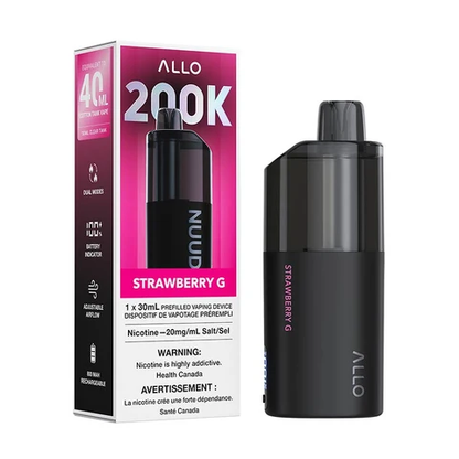 Allo Nuud 200K Disposable Vape – Strawberry G Flavour | Airport Vape, Barrie & Mississauga, Ontario, Canada