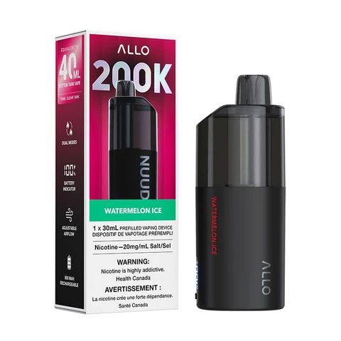 Allo Nuud 200K Disposable Vape – Watermelon Ice Flavour | Airport Vape, Barrie & Mississauga, Ontario, Canada